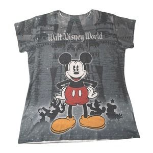 Juniors Disneyland Parks Resort Mickey Mouse Castle Rhinestone Bling T Shirt XL